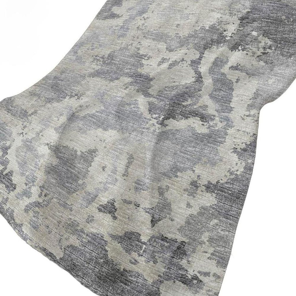 50" X 70" Gray And Silver Abstract Polyester Woven Plush Throw Blanket