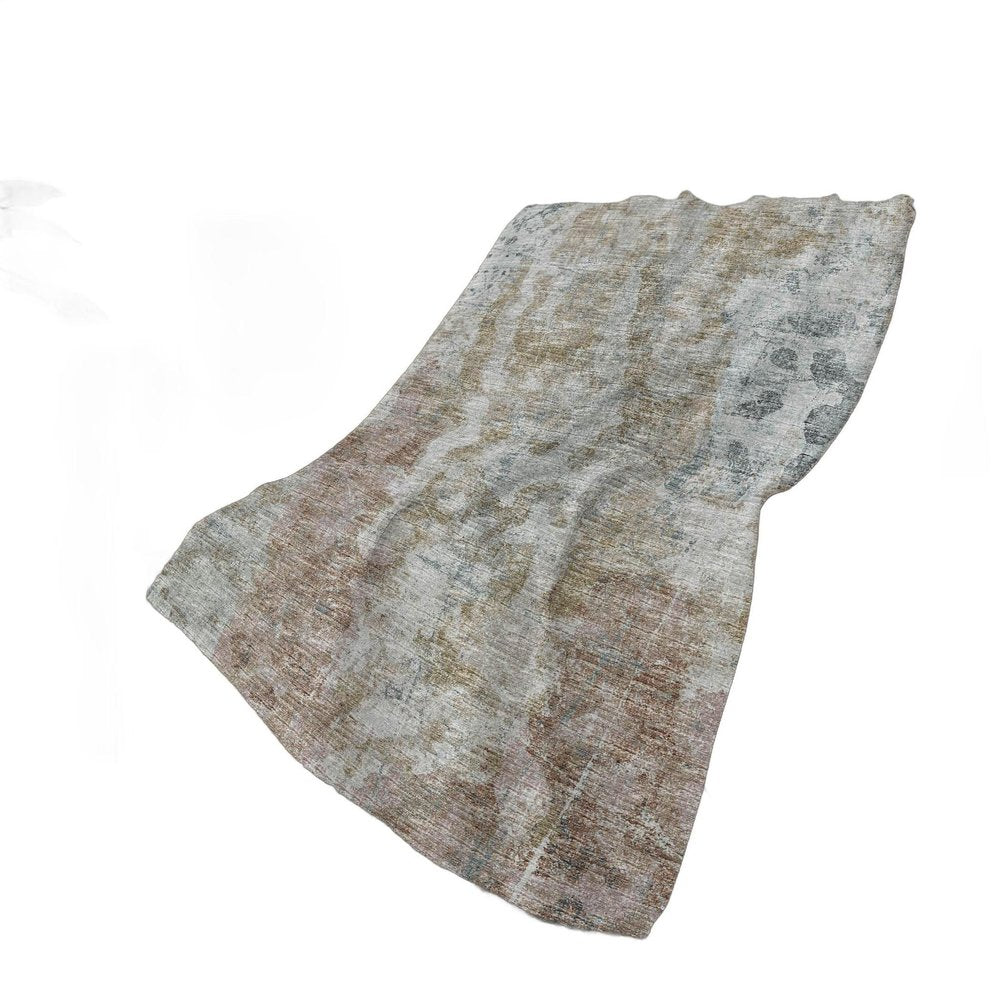 50" X 70" Beige Gray And Ivory Abstract Polyester Woven Plush Throw Blanket