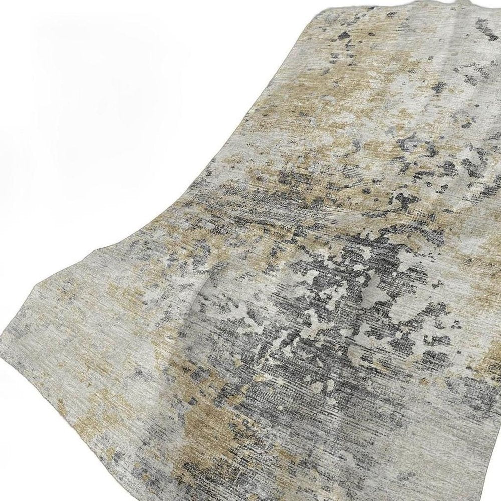 50" X 70" Beige Gray And Ivory Abstract Polyester Woven Plush Throw Blanket