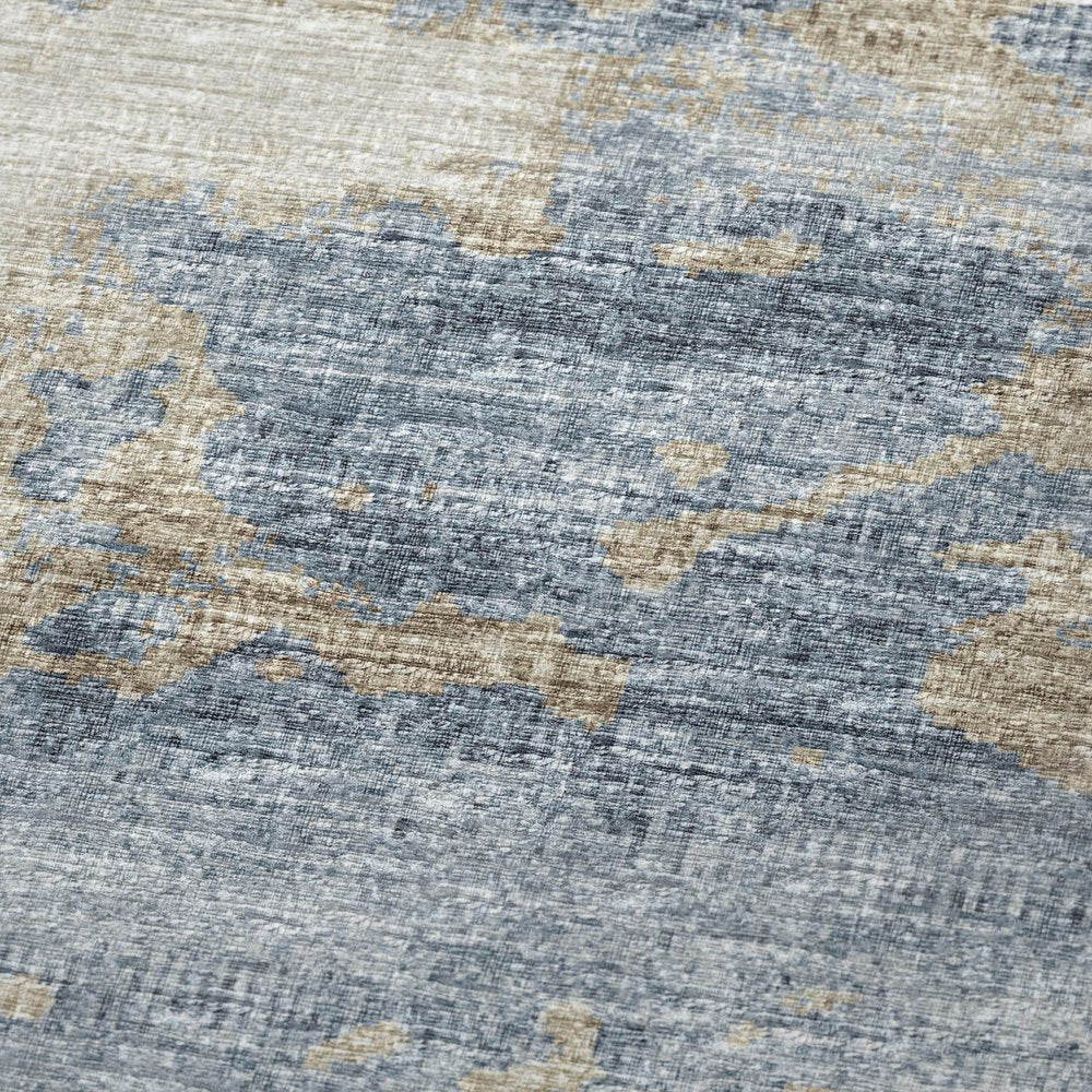 50" X 70" Blue Gold And Silver Abstract Microfiber Plush Throw Blanket