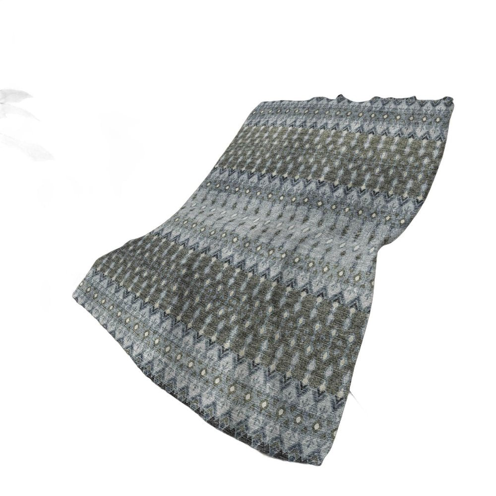 50" X 70" Gray And Charcoal Geometric Polyester Woven Plush Throw Blanket