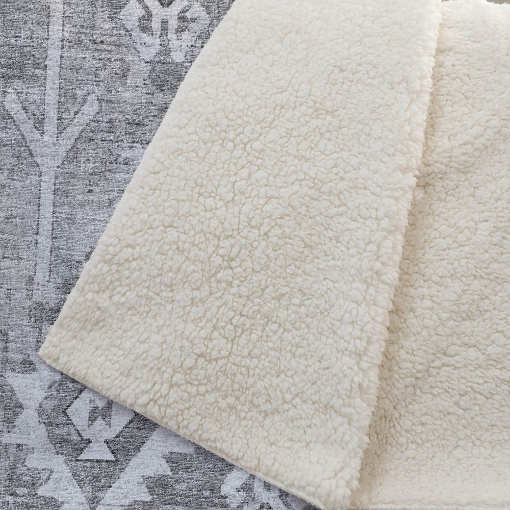 50" X 70" Pewter And Beige Southwestern Microfiber Plush Throw Blanket