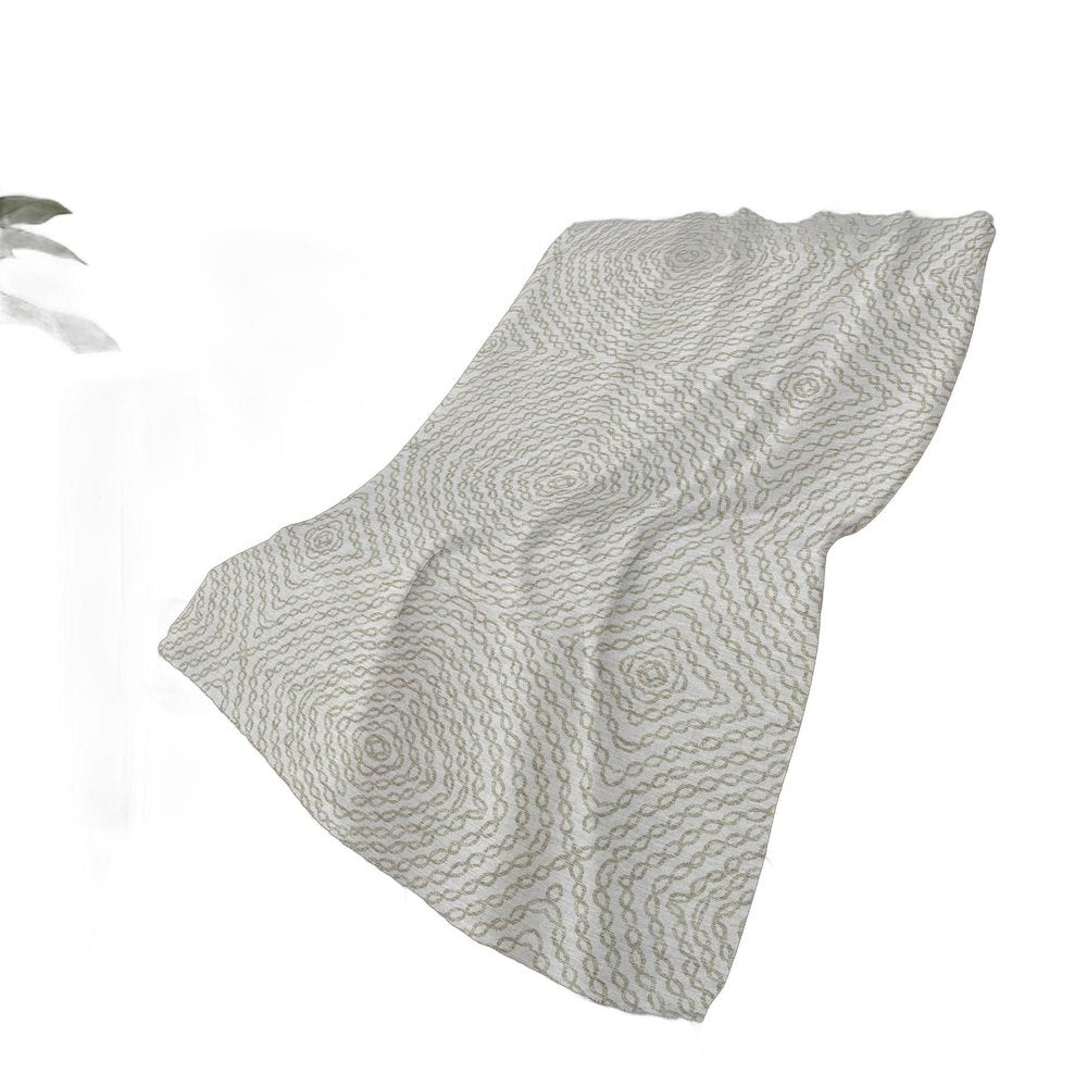 50" X 70" Linen And Ivory Abstract Polyester Woven Plush Throw Blanket