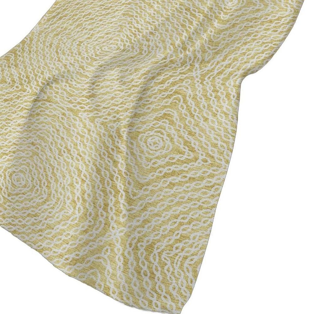 50" X 70" Yellow And Beige Abstract Polyester Woven Plush Throw Blanket