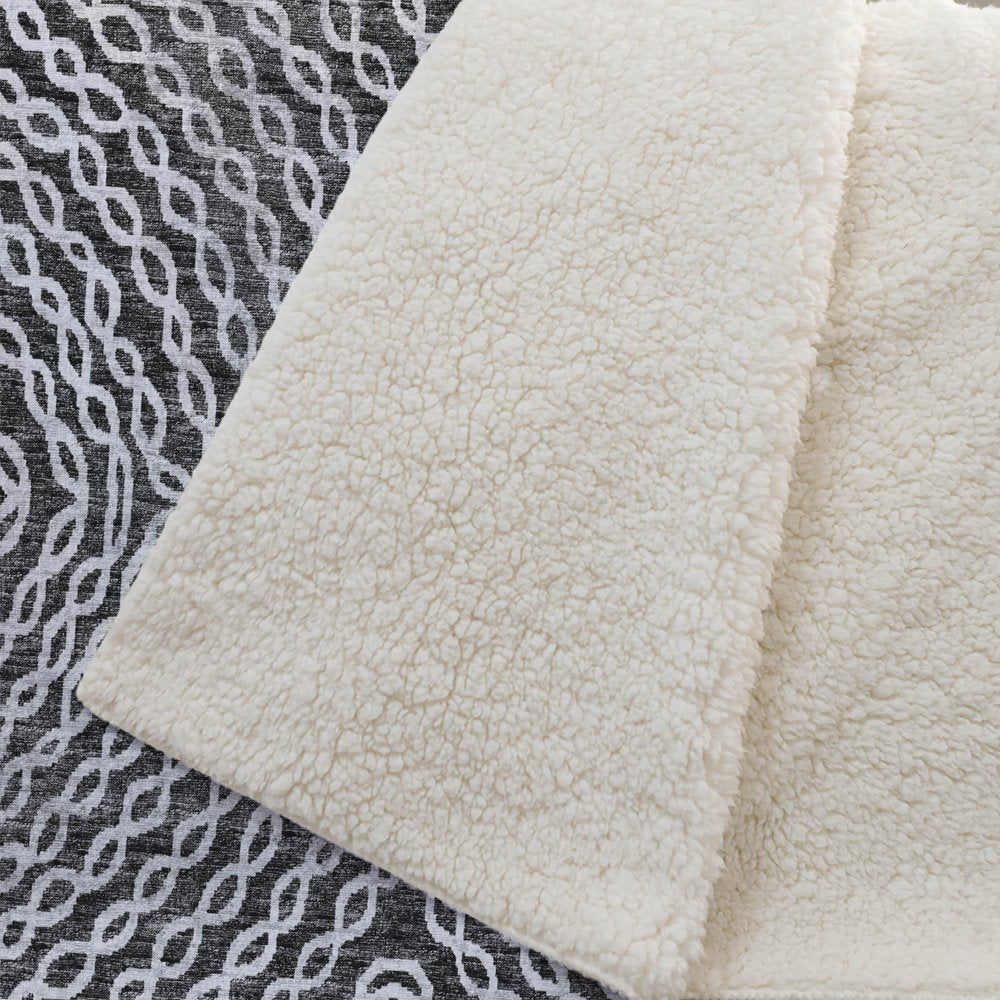 50" X 70" Charcoal And Ivory Abstract Microfiber Plush Throw Blanket