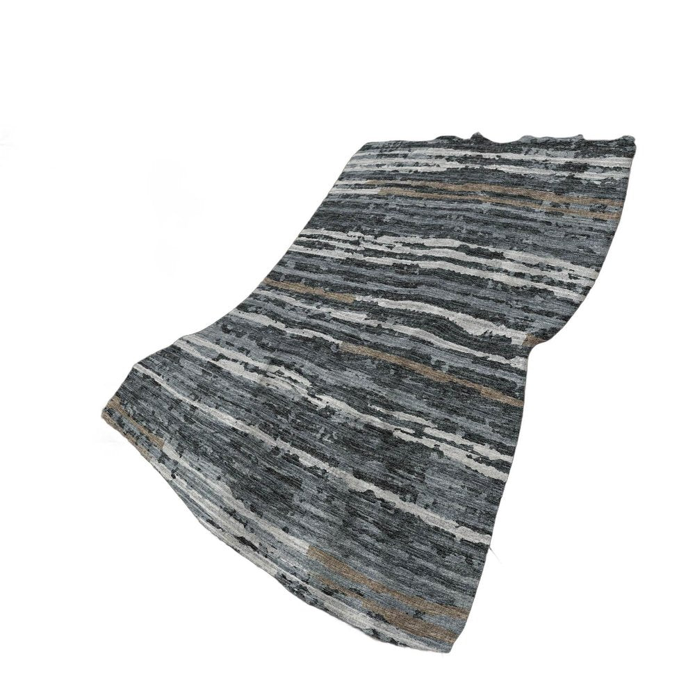 50" X 70" Charcoal And Gray Striped Polyester Woven Plush Throw Blanket