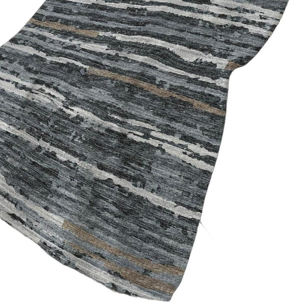 50" X 70" Charcoal And Gray Striped Polyester Woven Plush Throw Blanket
