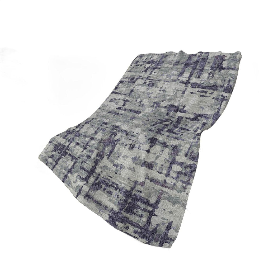 50" X 70" Purple And Gray Abstract Polyester Woven Plush Throw Blanket