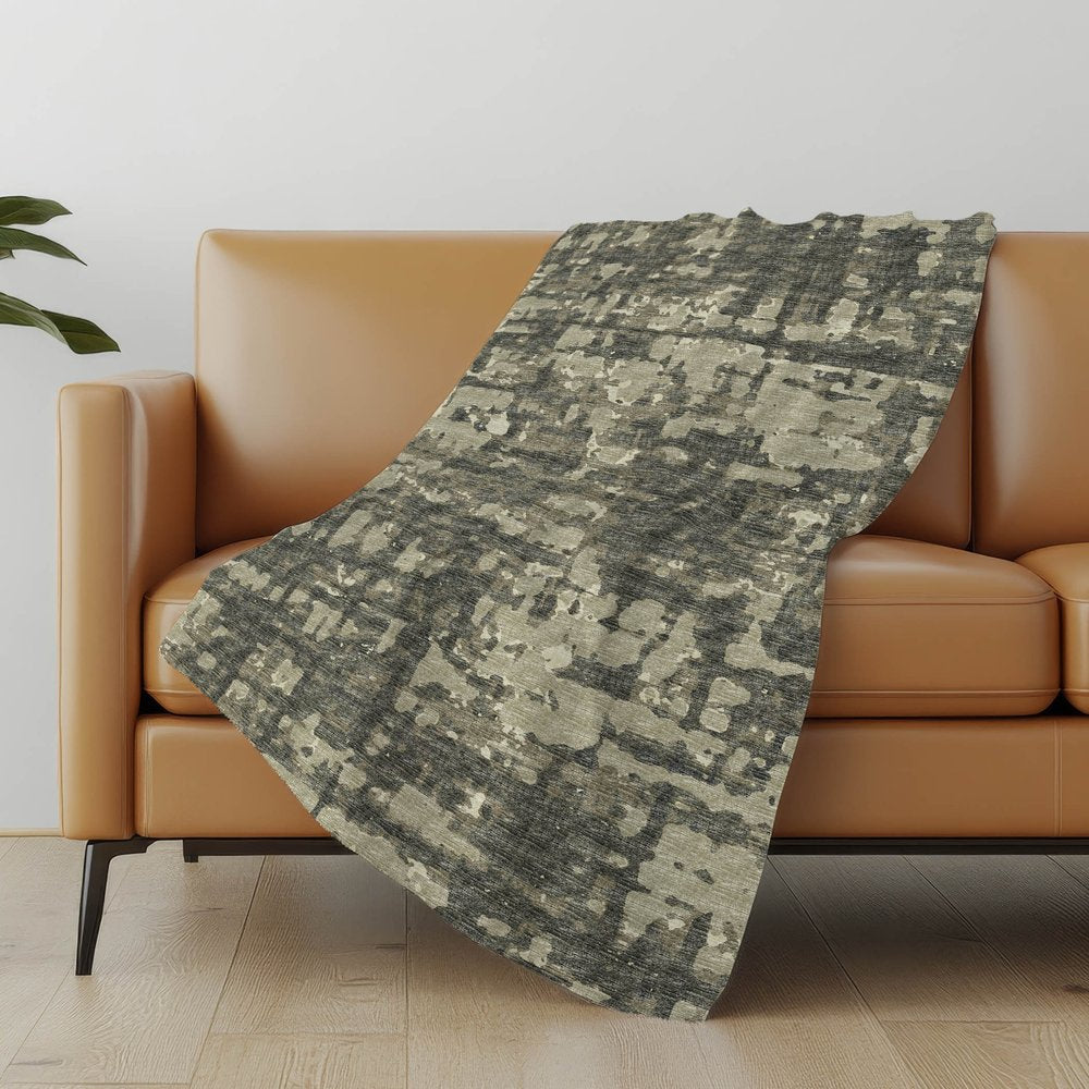 50" X 70" Coffee And Beige Abstract Polyester Woven Plush Throw Blanket