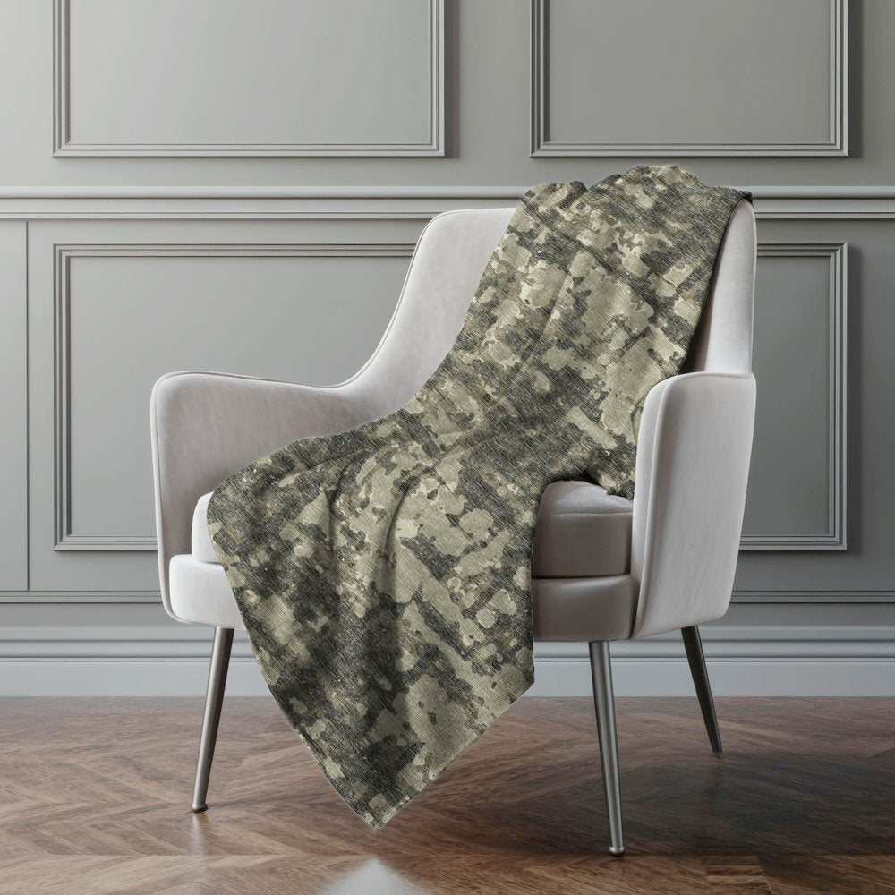 50" X 70" Coffee And Beige Abstract Polyester Woven Plush Throw Blanket