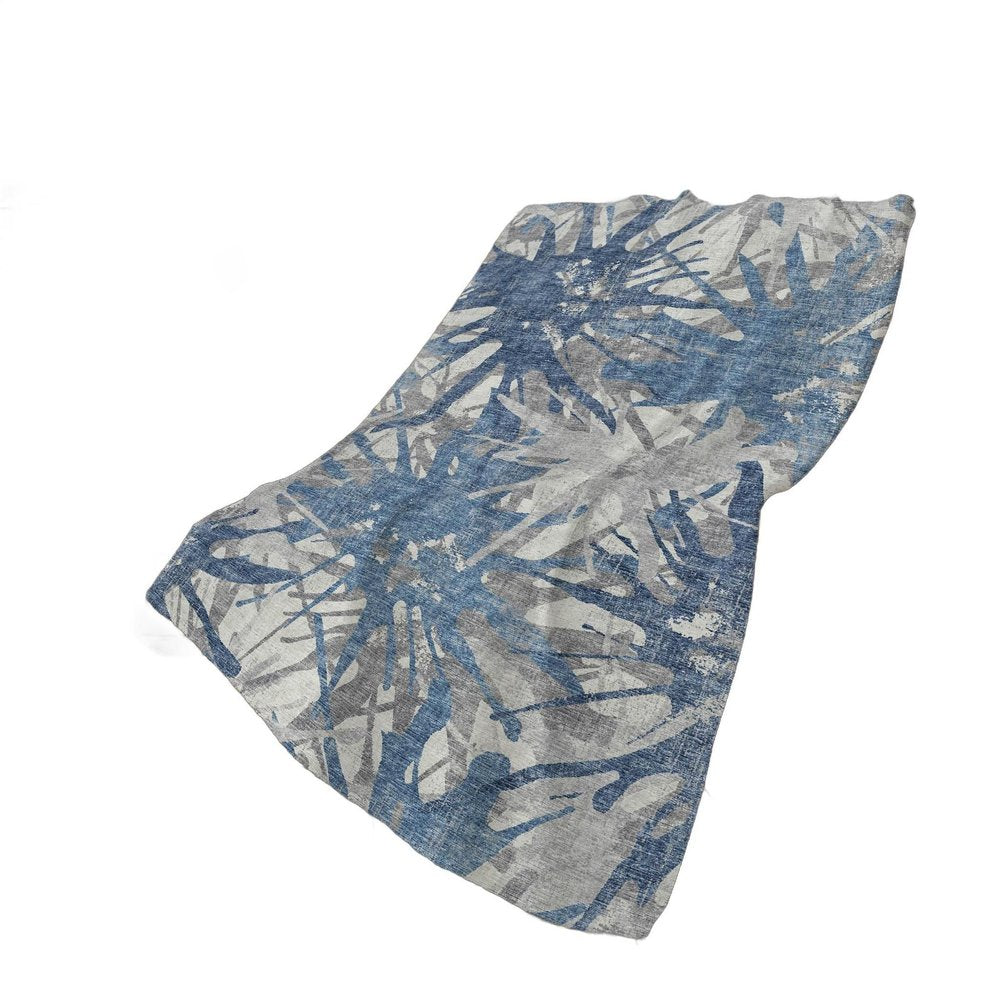 50" X 70" Blue And Gray Abstract Polyester Woven Plush Throw Blanket
