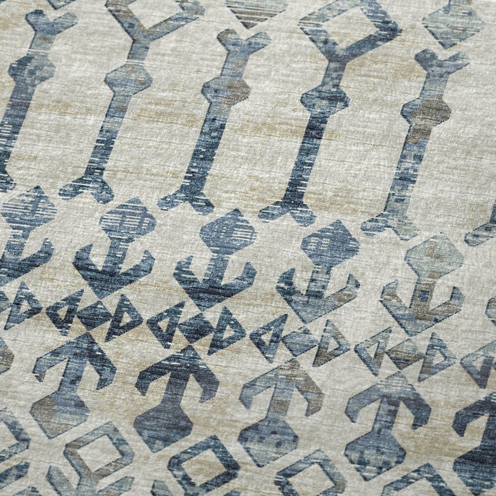 50" X 70" Ivory And Teal Geometric Microfiber Plush Throw Blanket