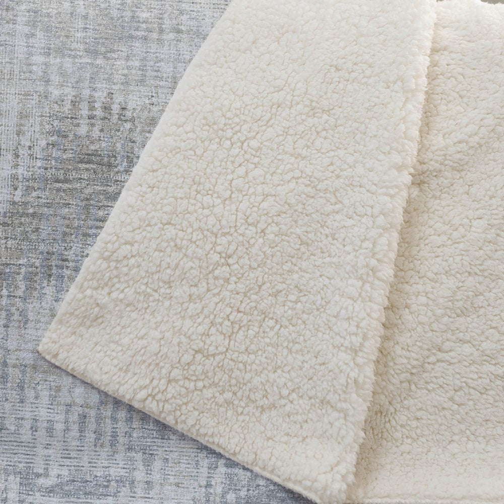 50" X 70" Linen And Gray Geometric Microfiber Plush Throw Blanket