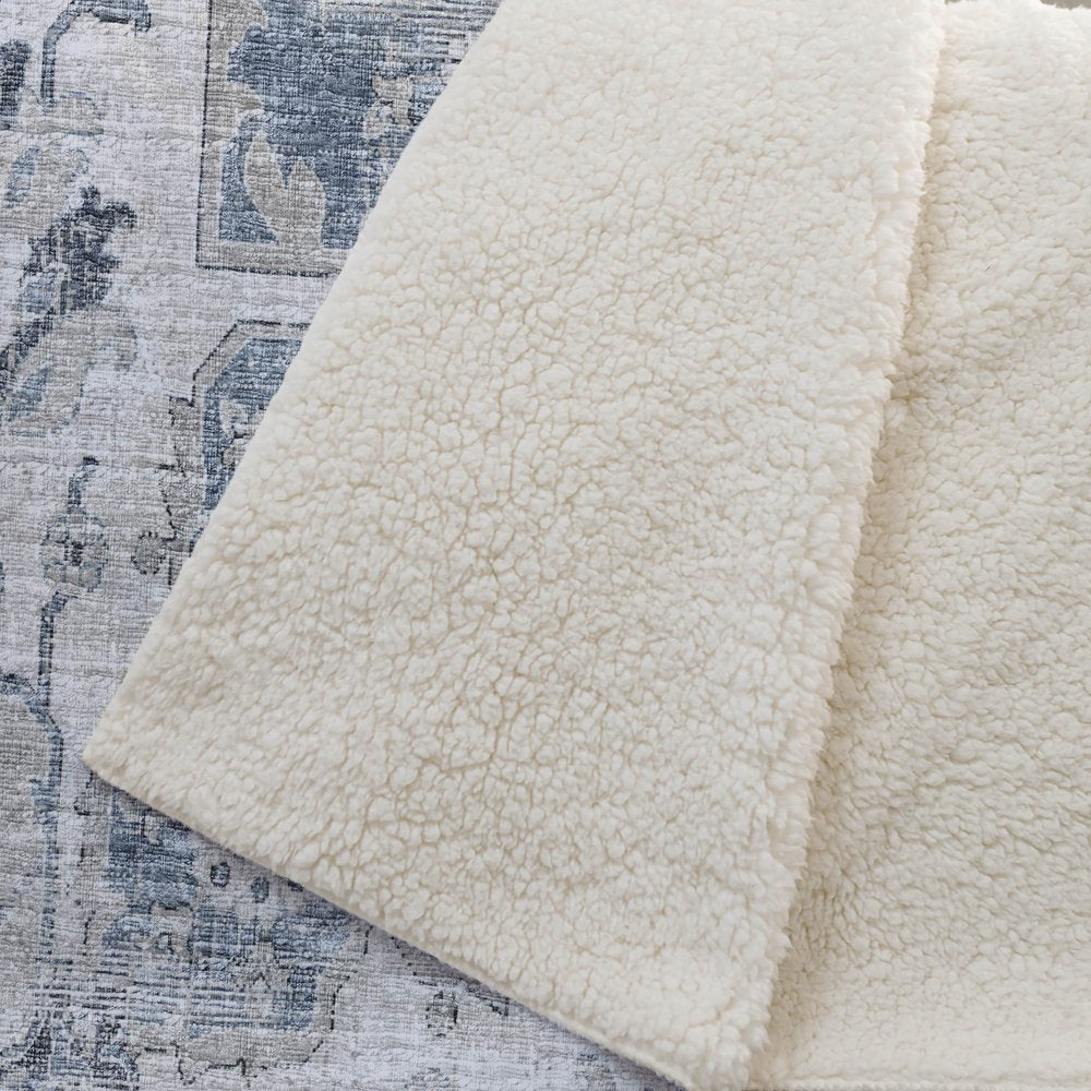 50" X 70" Blue And Ivory Floral Polyester Woven Plush Throw Blanket