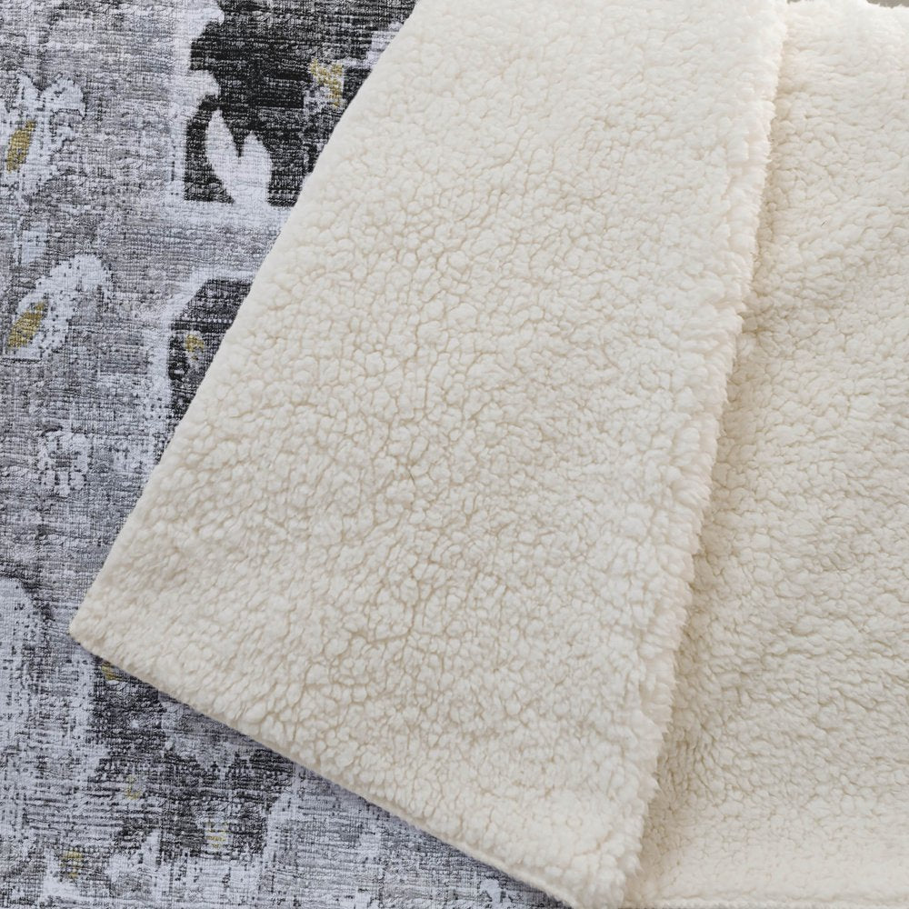 50" X 70" Charcoal Gold And Gray Floral Microfiber Plush Throw Blanket