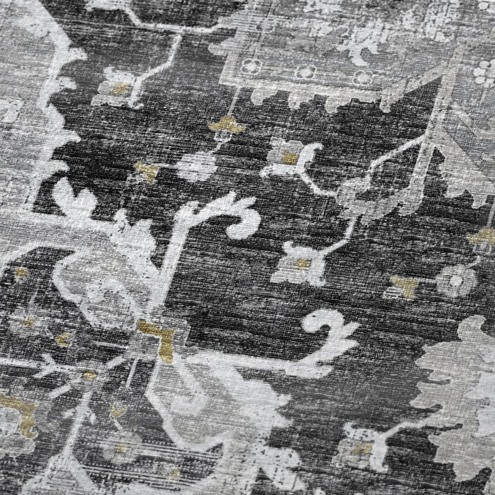 50" X 70" Charcoal Gold And Gray Floral Microfiber Plush Throw Blanket