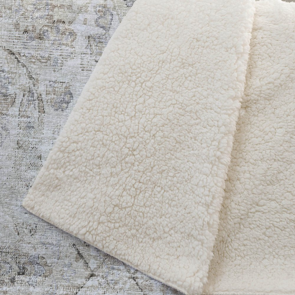 50" X 70" Linen Coffee And Ivory Damask Microfiber Plush Throw Blanket
