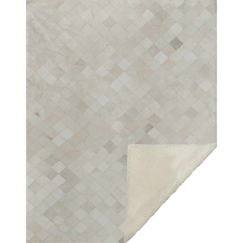 50" X 70" Ivory And Beige Geometric Microfiber Plush Throw Blanket