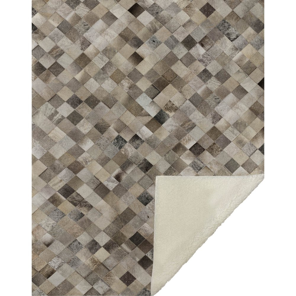 50" X 70" Gray Beige And Black Geometric Microfiber Plush Throw Blanket