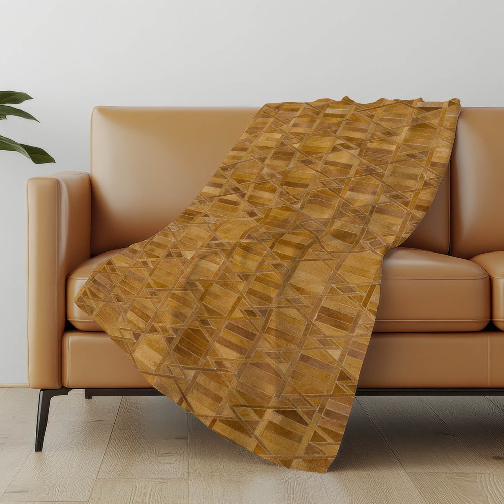 50" X 70" Brown Beige And Coffee Geometric Microfiber Plush Throw Blanket
