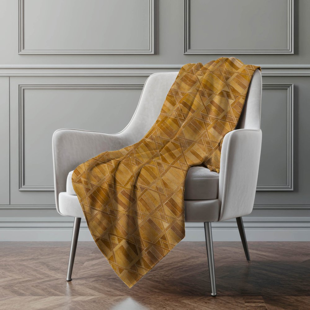 50" X 70" Brown Beige And Coffee Geometric Microfiber Plush Throw Blanket