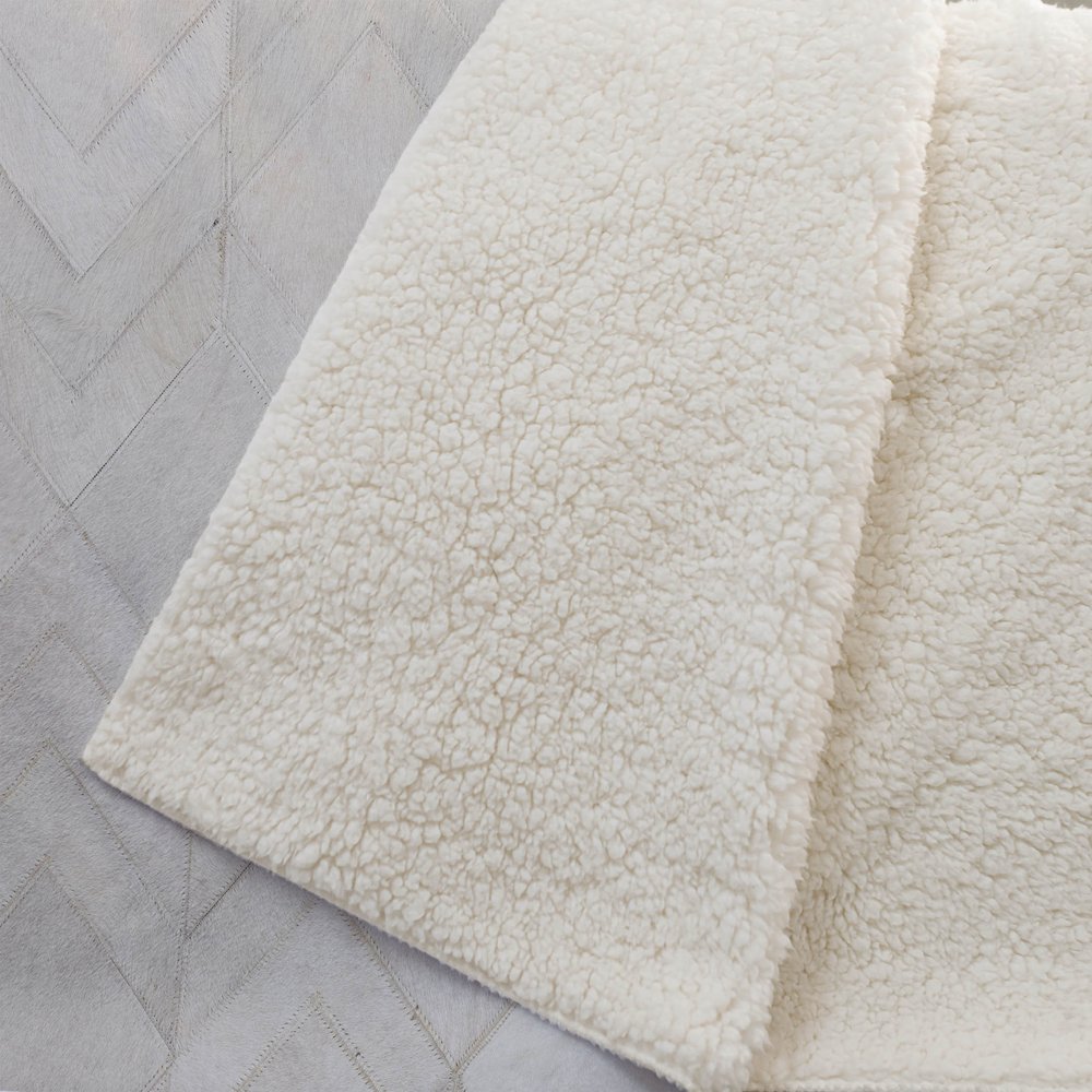 50" X 70" Ivory And Beige Geometric Microfiber Plush Throw Blanket