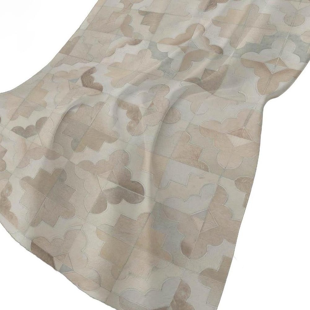 50" X 70" Ivory Beige And Gray Geometric Polyester Woven Plush Throw Blanket