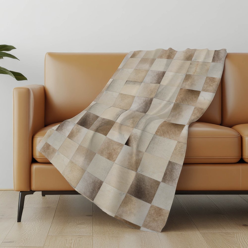 50" X 70" Taupe Ivory And Beige Animal Print Microfiber Plush Throw Blanket