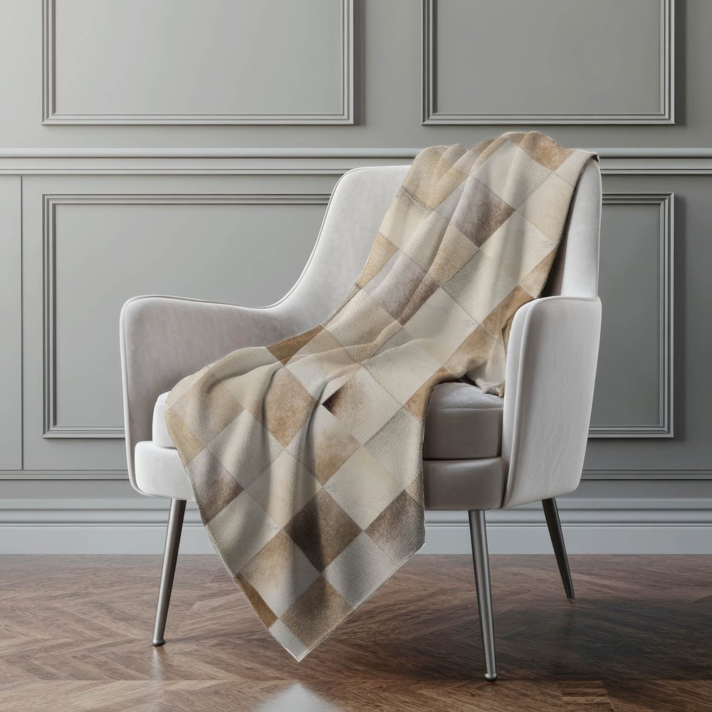 50" X 70" Taupe Ivory And Beige Animal Print Microfiber Plush Throw Blanket
