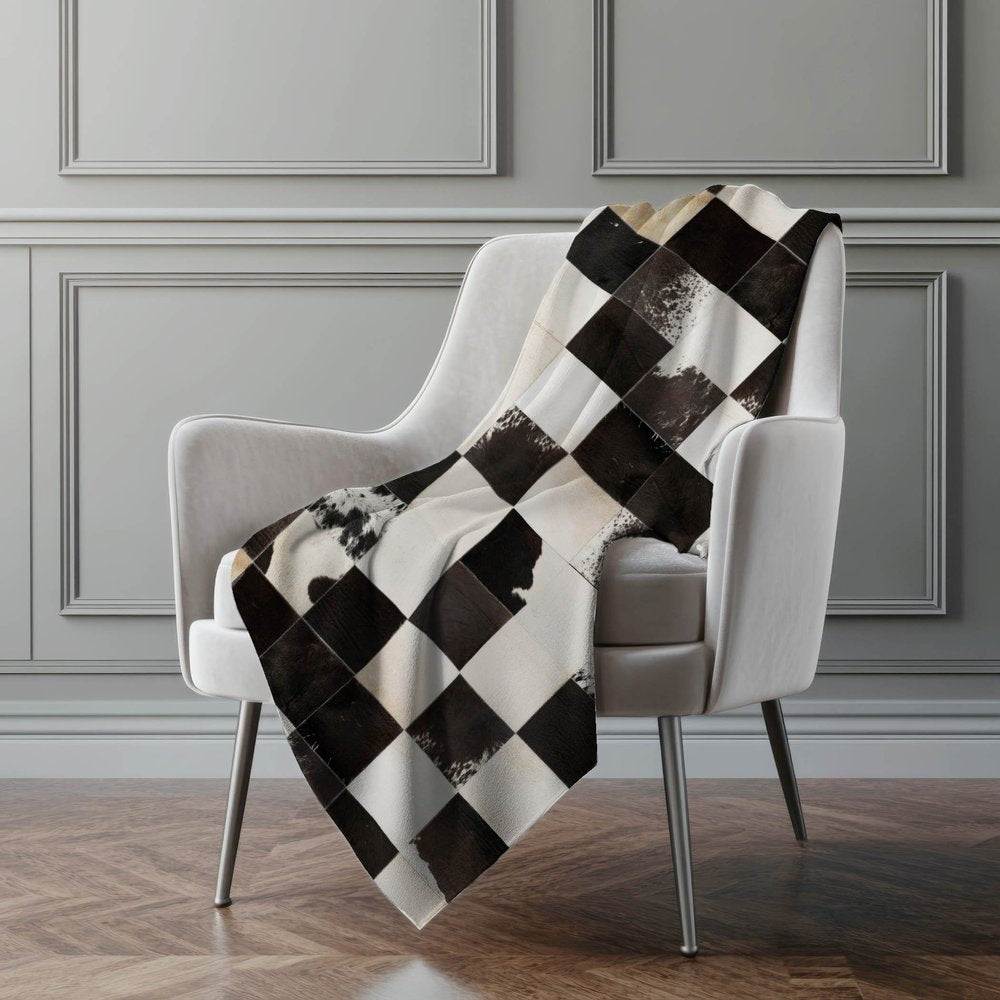 50" X 70" Black Ivory And Beige Animal Print Microfiber Plush Throw Blanket