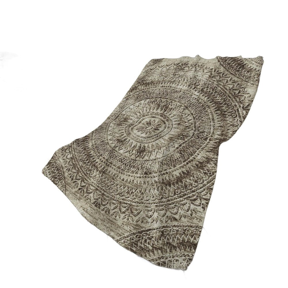 50" X 70" Brown And Beige Floral Polyester Woven Plush Throw Blanket