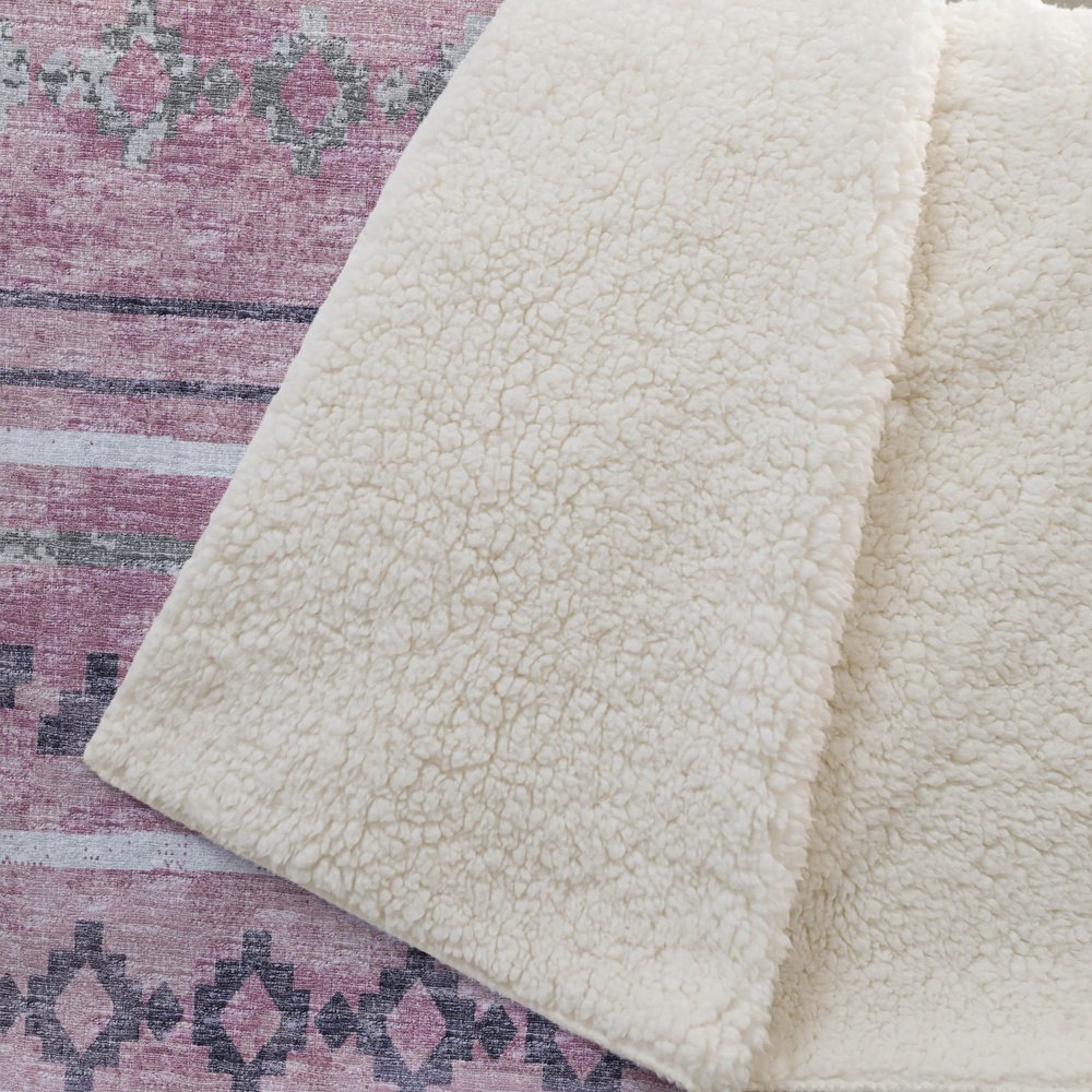 50" X 70" Pink Gray And Ivory Geometric Microfiber Plush Throw Blanket
