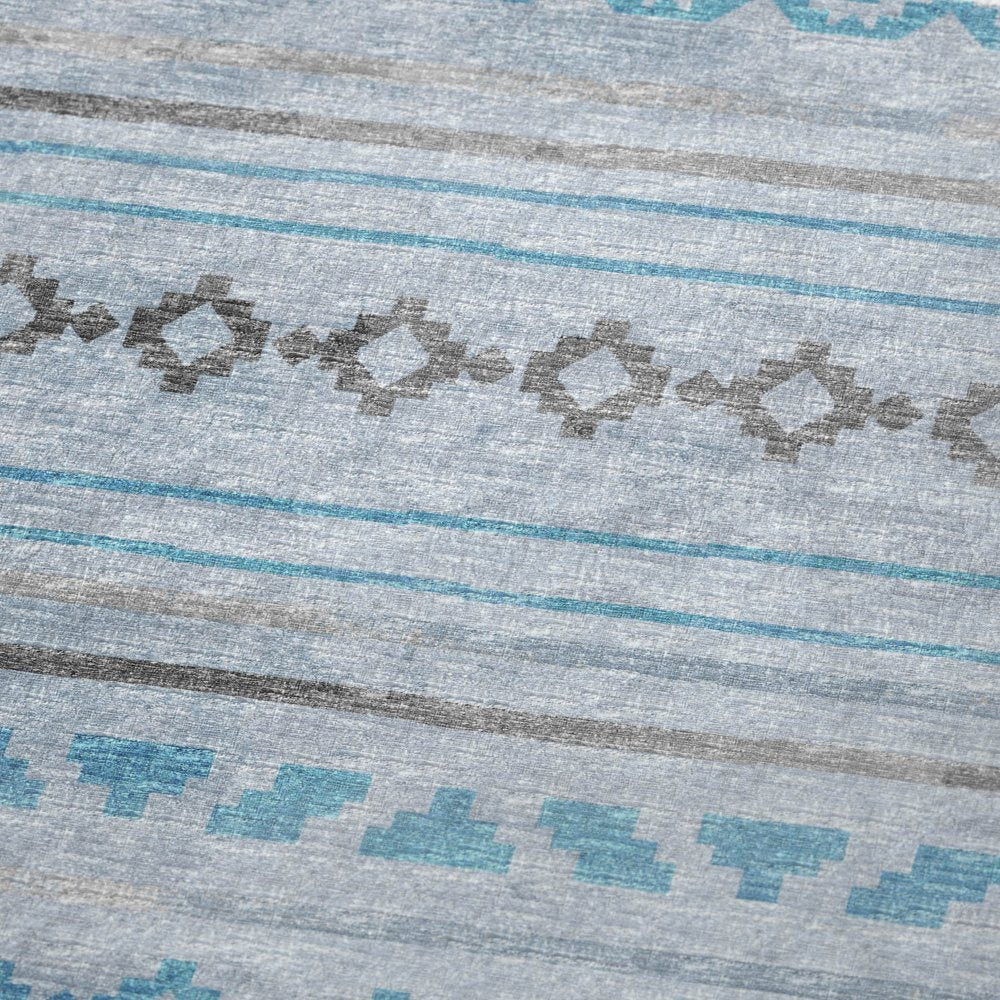 50" X 70" Turquoise And Gray Geometric Microfiber Plush Throw Blanket