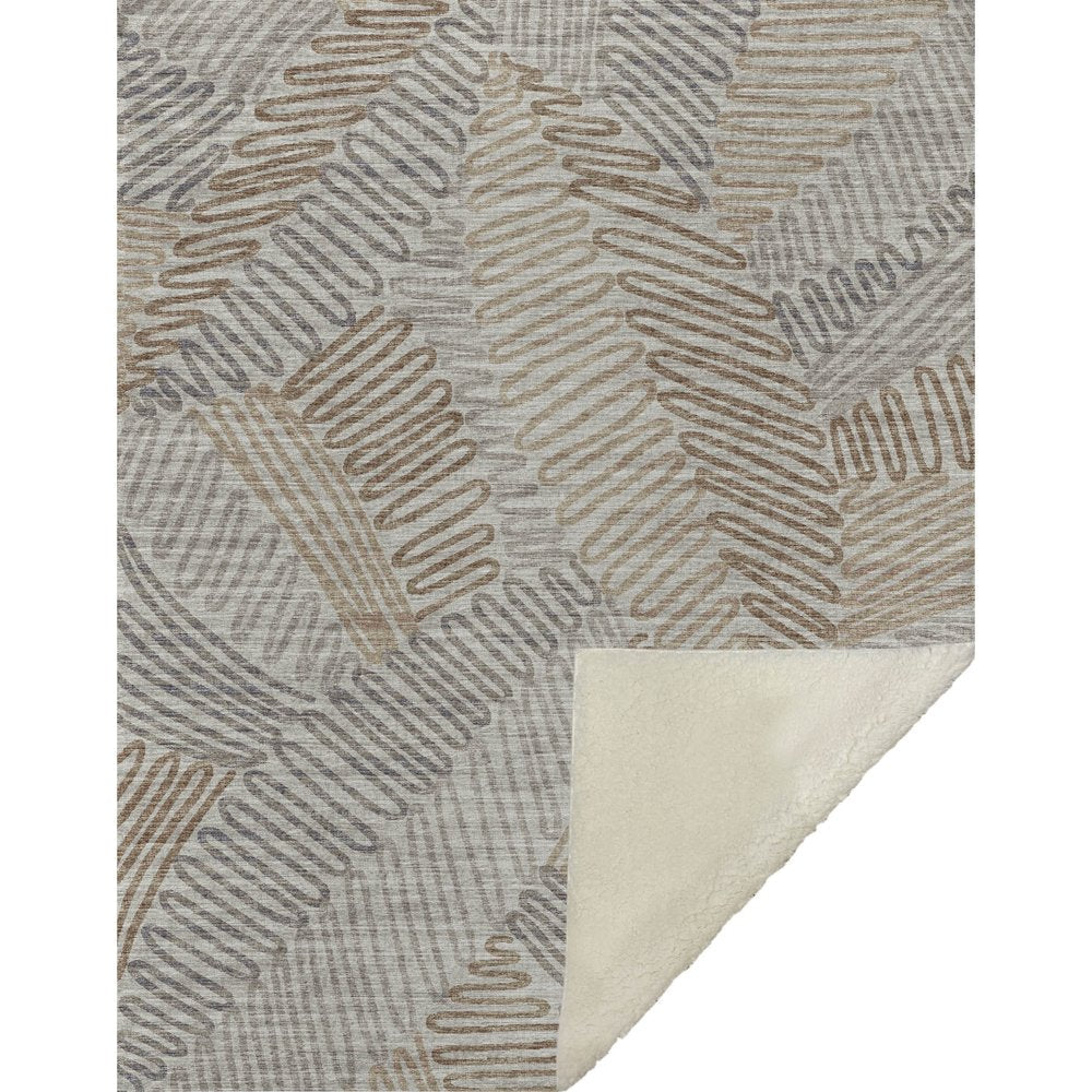 50" X 70" Coffee And Gray Abstract Microfiber Plush Throw Blanket