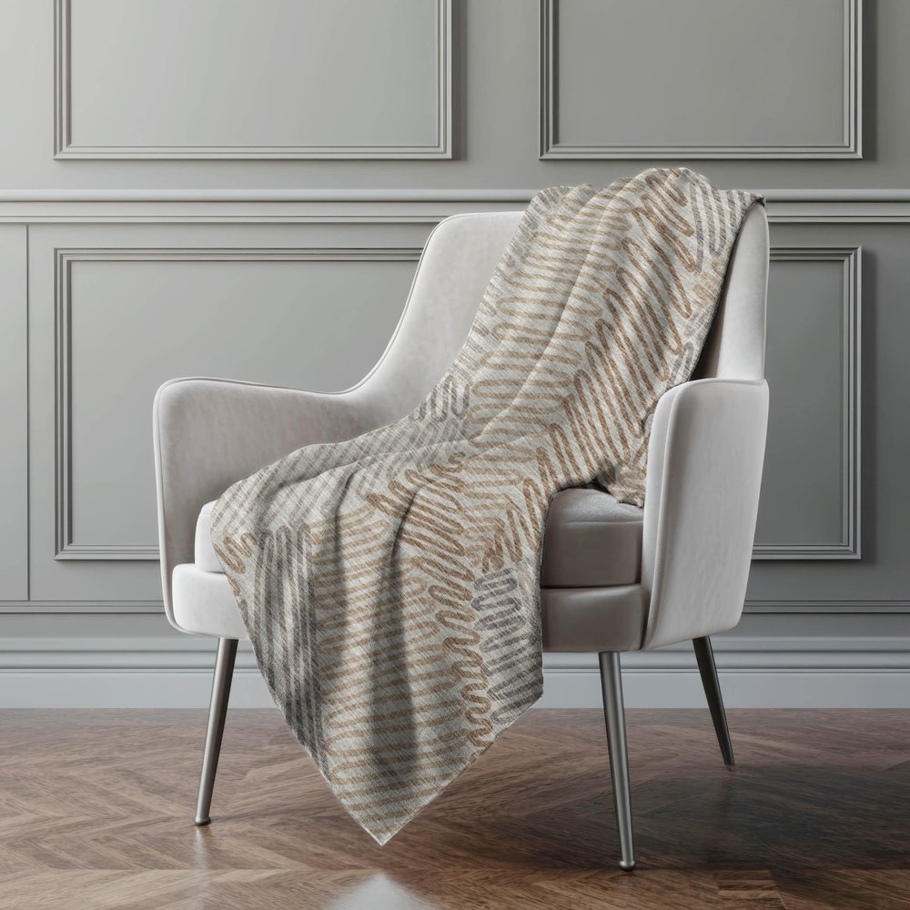 50" X 70" Coffee And Gray Abstract Microfiber Plush Throw Blanket