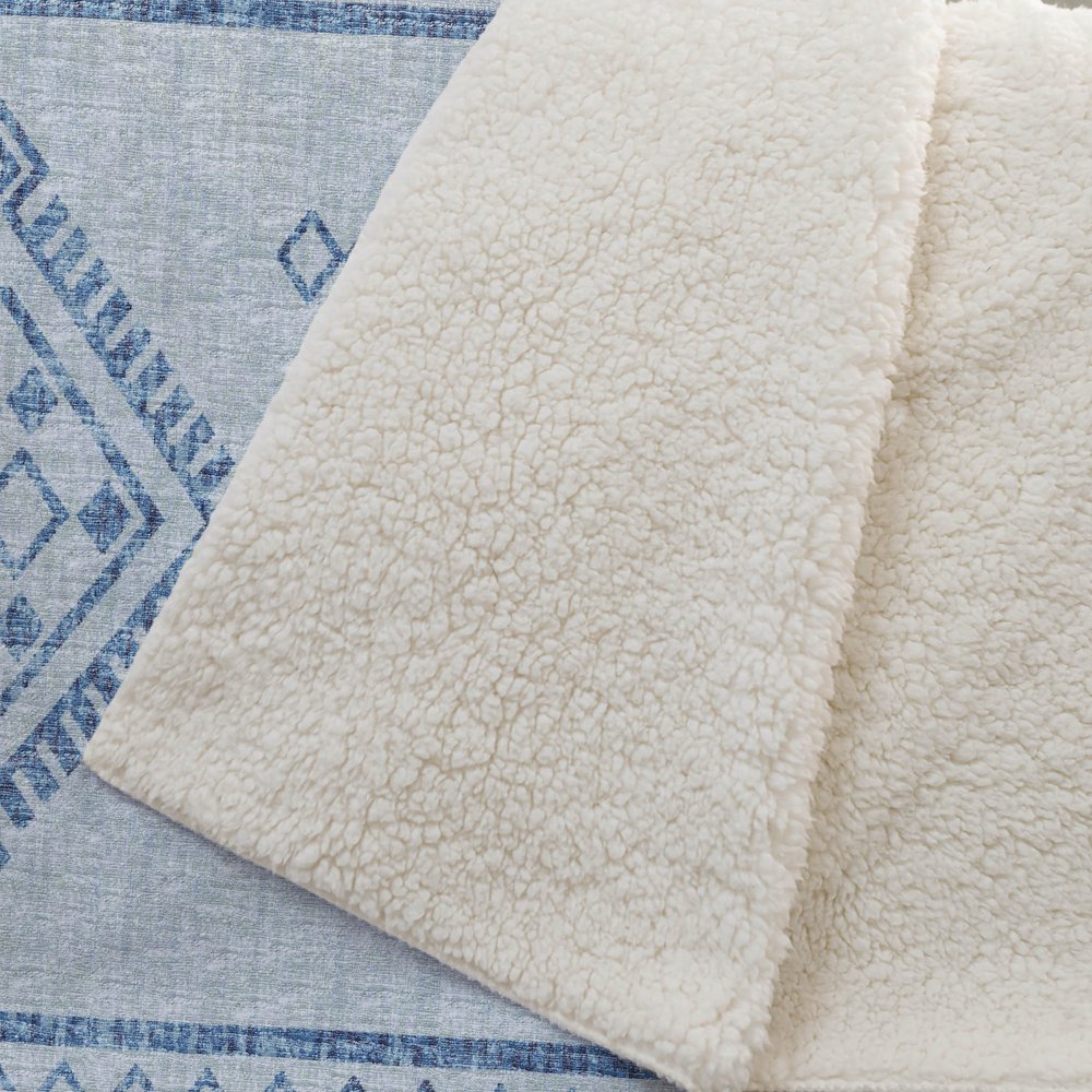 50" X 70" Blue And Light Blue Geometric Microfiber Plush Throw Blanket