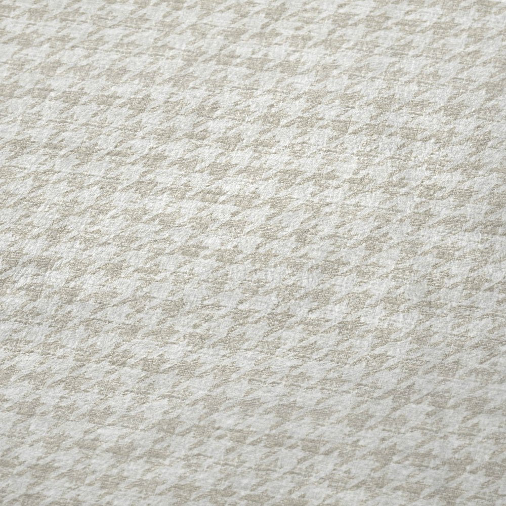 50" X 70" Linen And Ivory Houndstooth Microfiber Plush Throw Blanket