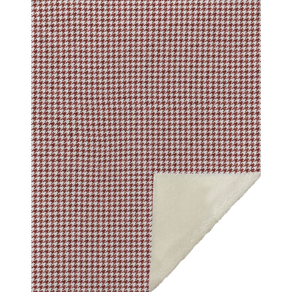 50" X 70" Red And White Houndstooth Microfiber Plush Throw Blanket