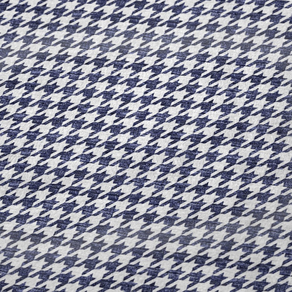 50" X 70" Navy Blue And White Houndstooth Microfiber Plush Throw Blanket