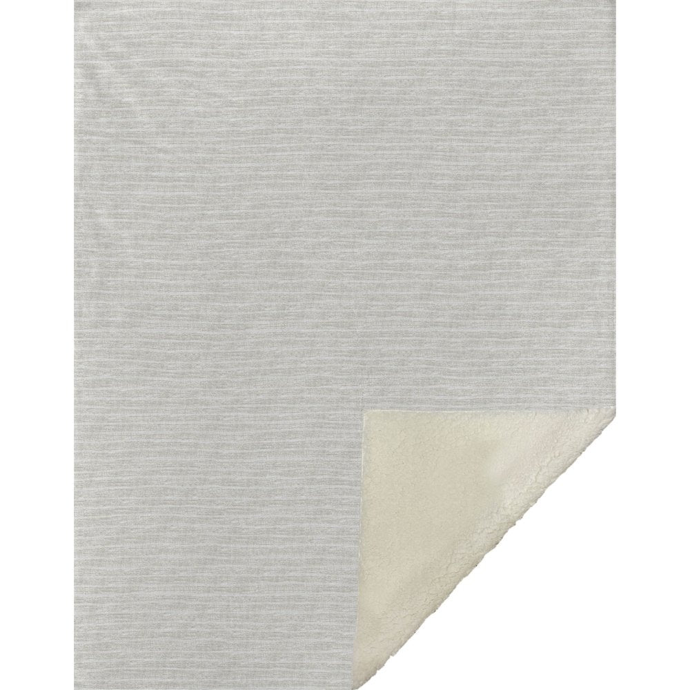 50" X 70" Linen And Ivory Striped Microfiber Plush Throw Blanket