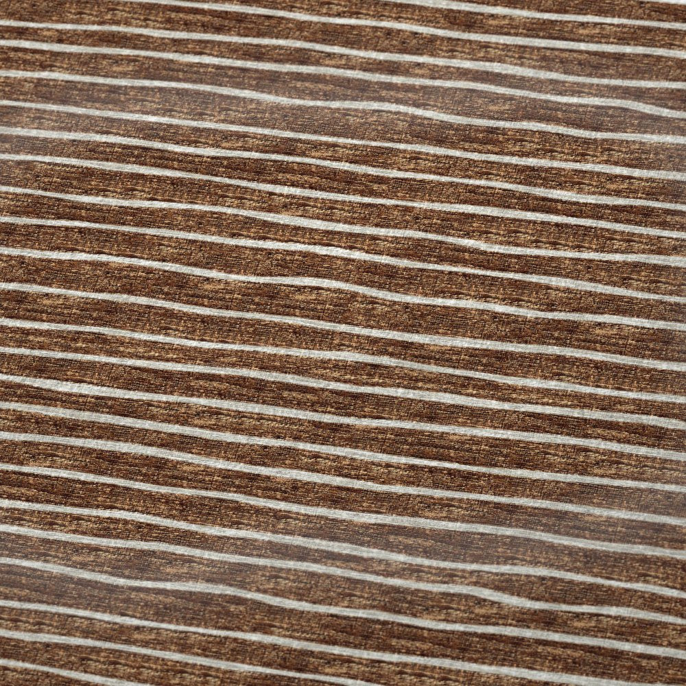 50" X 70" Rust And Beige Striped Polyester Woven Plush Throw Blanket