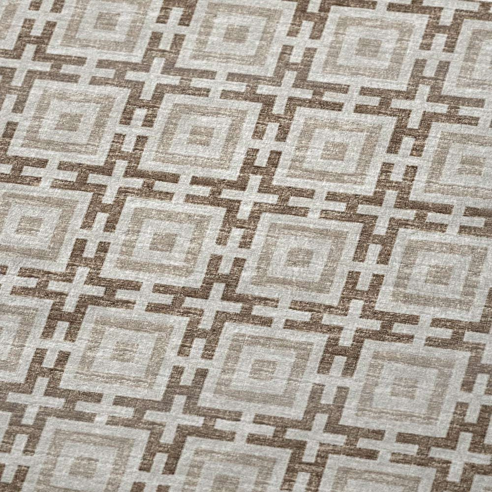 50" X 70" Taupe And Beige Geometric Microfiber Plush Throw Blanket