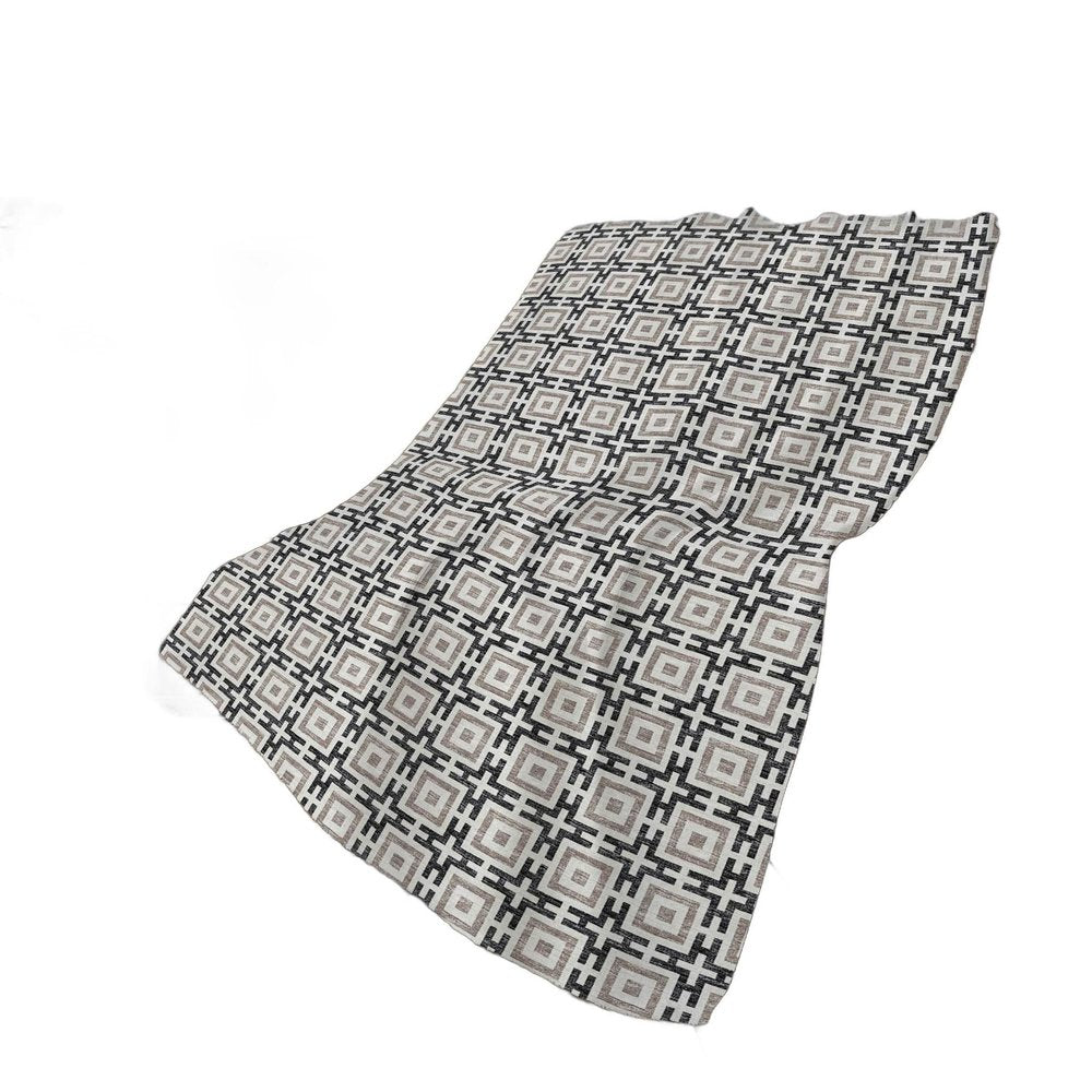 50" X 70" Black And Ivory Geometric Polyester Woven Plush Throw Blanket