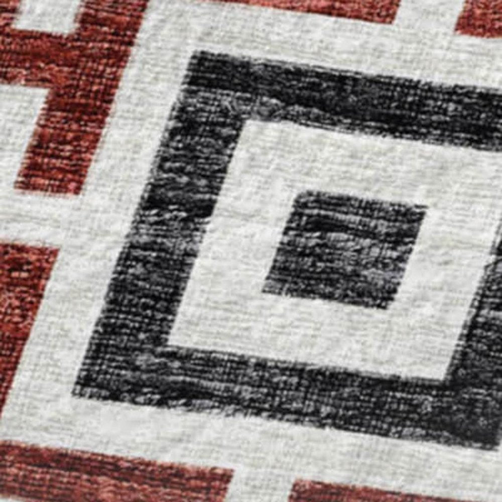 50" X 70" Red Ivory And Black Geometric Microfiber Plush Throw Blanket