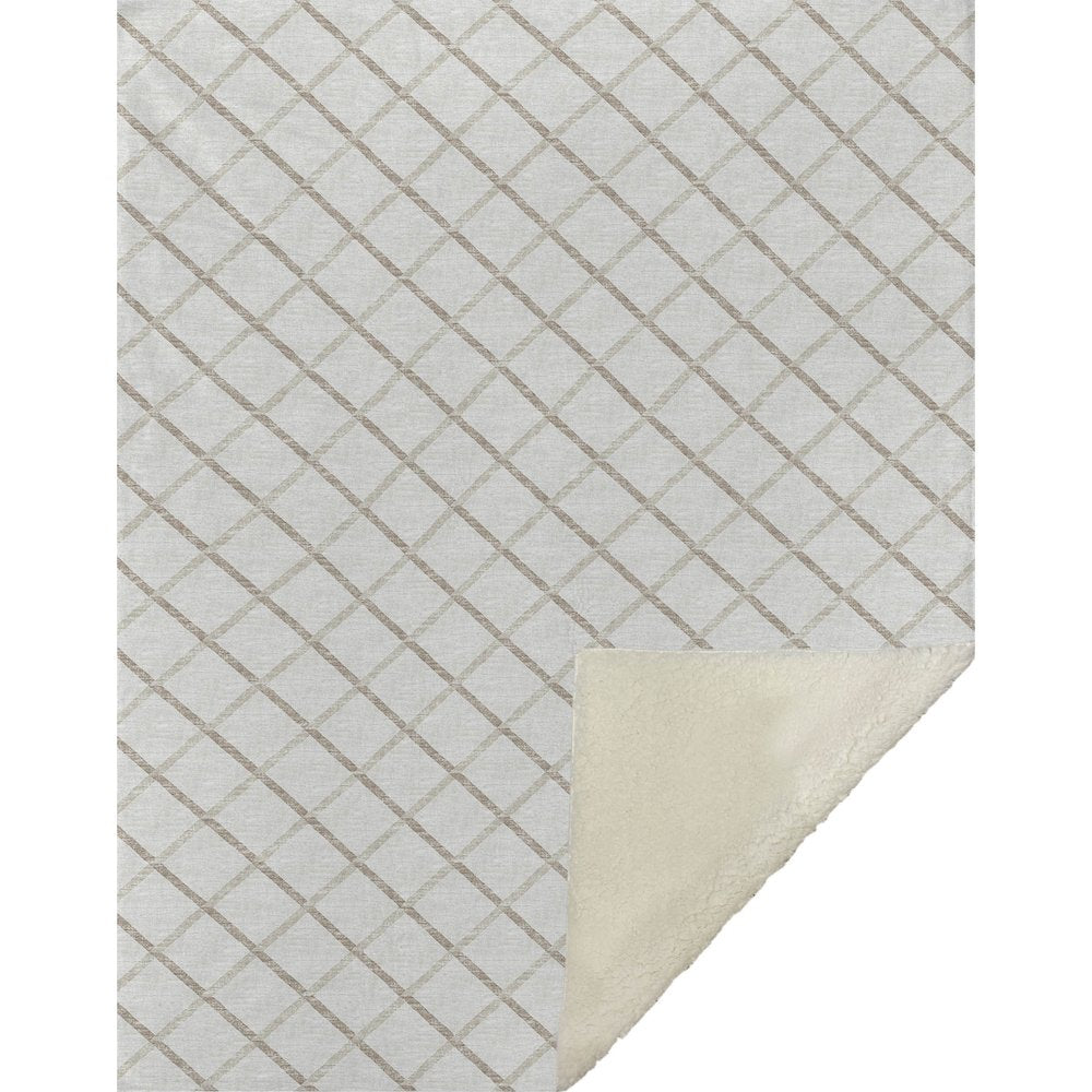50" X 70" Ivory And Taupe Geometric Microfiber Plush Throw Blanket