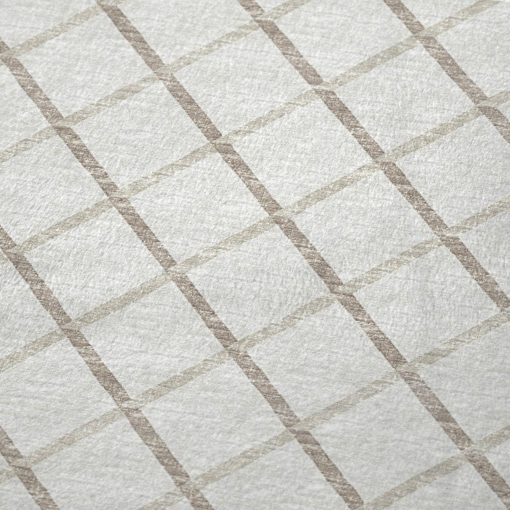 50" X 70" Ivory And Taupe Geometric Microfiber Plush Throw Blanket