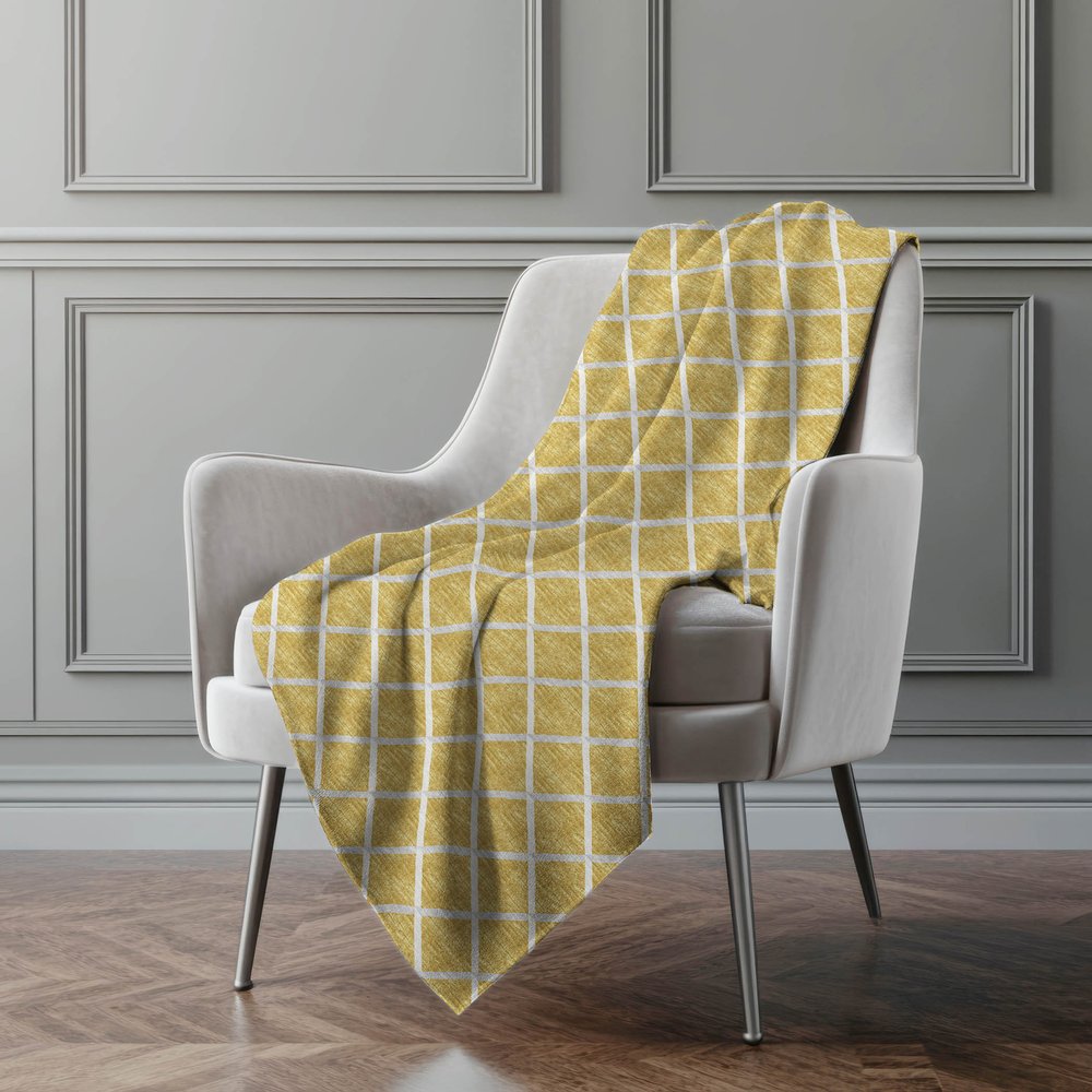 50" X 70" Gold And Ivory Geometric Microfiber Plush Throw Blanket