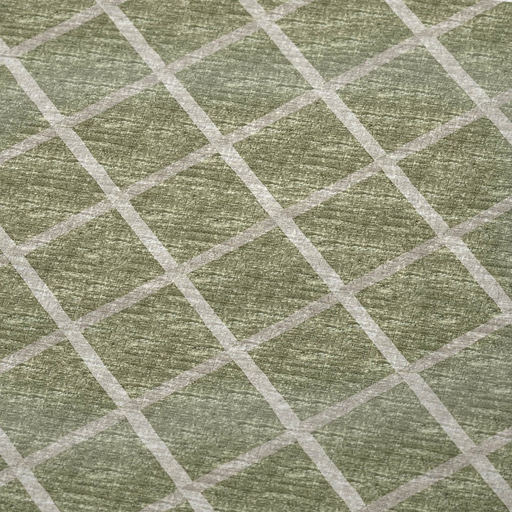 50" X 70" Artichoke Green And Beige Geometric Microfiber Plush Throw Blanket