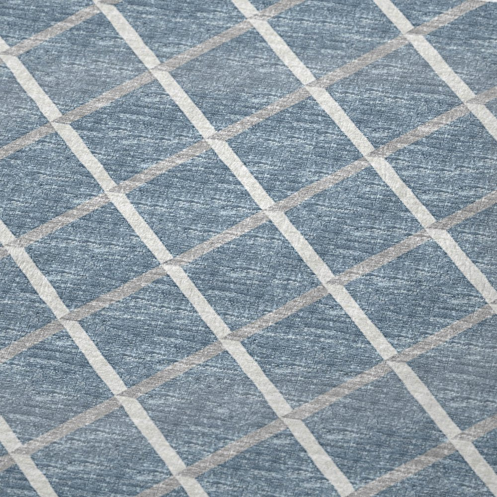 50" X 70" Sky Blue And Ivory Geometric Microfiber Plush Throw Blanket