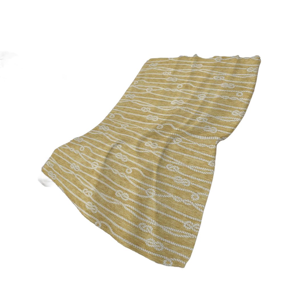 50" X 70" Gold And Ivory Striped Polyester Woven Plush Throw Blanket